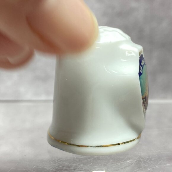 Porcelain Thimble With Old Town Plaza Albuquerque NM Design Collectible Souvenir - Picture 5 of 8